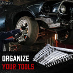 ALOANES 104-Slot Metal Wrench Organizer, Heavy Duty Wrench Organizer Tray for Tool Box, Fit SAE & Metric Wrench Storage, 8 Pack Wrench Holders(Black)