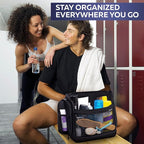 Extra Large Hanging Travel Toiletry Bag for Men and Women - Cosmetic Travel Bag With Shoulder Strap - Waterproof Hygiene Bag with Metal Xxl Swivel Hook and 19 Compartments for Toiletries