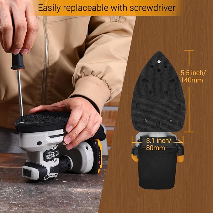 Cordless Detail Sander: DEKOPRO Multi-Function Mouse Sander Electric Sander Tool Palm Sanders with Dust Collector, 3 Additional Attachments&12pcs Sandpapers for Home Decoration
