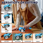 Cordless Electric Scissors, 5V Rechargeable Cardboard Box Cutter Heavy Duty Rotary Tool with Safety Lock & LED Light for Cardboard, Fabric, Box (Blue)