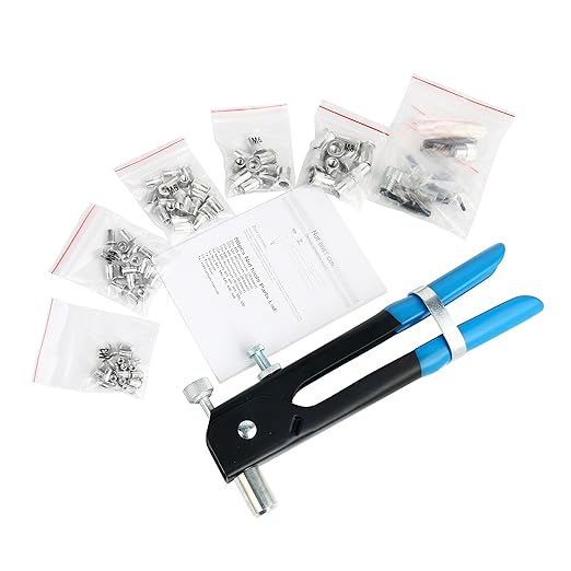86pcs Heavy Duty Blind Rivet Nut Kit Set, Riveter Tool, Rivet Nut Gun, Thread Hand Riveter, Rivet Gun Threaded Insert Tool, Riveting Tools with 80PCS Metric Rivet Nuts Assortment M3 M4 M5 M6 M8