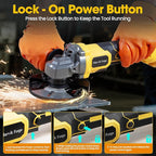 Cordless Angle Grinder Compatible with 20V Dewalt Battery (No Battery),Brushless Motor,Variable Speeds,Lock-On Switch,4-1/2" Blade,Power Electric Angle Grinders Tool for Polishing,Grinding,Cutting