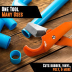 Mutt Tools Professional PEX Cutter Tool - 1/8” to 1” Heavy Duty Pipe and Tubing Cutter for Plumbing - Cuts PEX, PVC, CPVC, Plastic Pipe and Rubber Hose - Precision Plumbing Tool Kit Essential