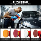 Cordless Sander, 3" Palm Sander with 16.8V 3.0Ah Li-ion Battery, 3500RPM Mini Polisher, 19 Accessories Sander Tool for Sanding/Polishing/Waxing/Cleaning