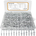 525 Pcs pop Rivets, Pop Rivets Assortment Kit, Aluminum Rivets kit, Pop Rivet Set Including (3/32" 1/8" 5/32" 3/16" 1/4"), Assorted Blind Rivets for Metal Dome Head Rivet kit