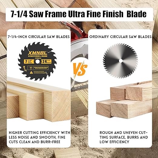 7-1/4 Inch Circular Saw Blade 24T,7-1/4 Saw Frame Circular Saw Blade,Compatible with Skill,Dewalt,Milwaukee Saw,Replacement for Diablo D0724A 7-1/4 Inch Wood Cutting Blade,5/8 Inch Arbor,Pack of 10