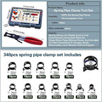 340pcs Spring Pipe Clamps, With Spring Pipe Clamp Tools, 12 Sizes 6-22mm Spring Hose Clamps, Used To Fix Hose Interfaces In Automotive, Marine, Gardening, Industrial Applications