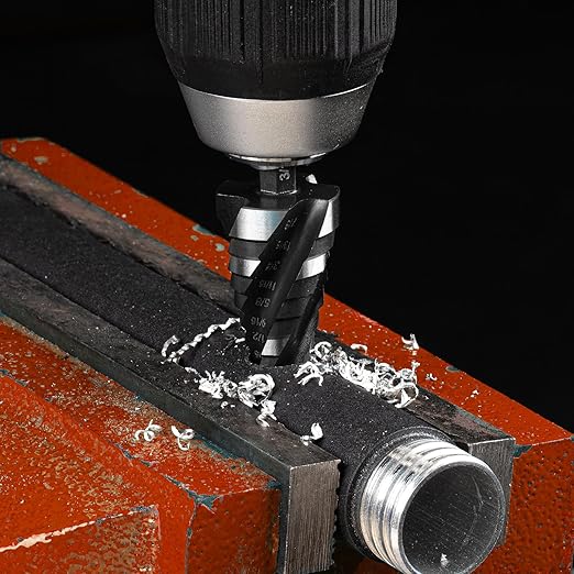 THINKWORK 5 Pcs Four Spiral Flute Step Drill Bit Set & 5 Pcs Countersink Drill Bits with Tool Box, Nitriding HSS Drill Bits for Metal, Aluminum, Wood, Plastic