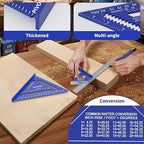 Square Combination Woodworking Tools, 7inch Carpenter Square Wood Working Tools and Accessories, 12inch Square Ruler, Includes Small Bubble Level, Protractor Angle Ruler Carpentry Tool
