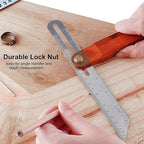 9 Inch T-Bevel Angle Finder Sliding Gauge, Adjustable Ruler Protractor with Hardwood Handle, Metric Marks