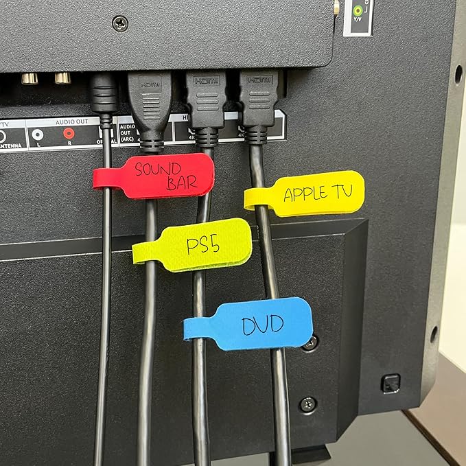 Wrap-It Storage - Cable Labels, Medium, Multi-Color (30-Pack) Write On Cord Tags for Wire Management and Identification