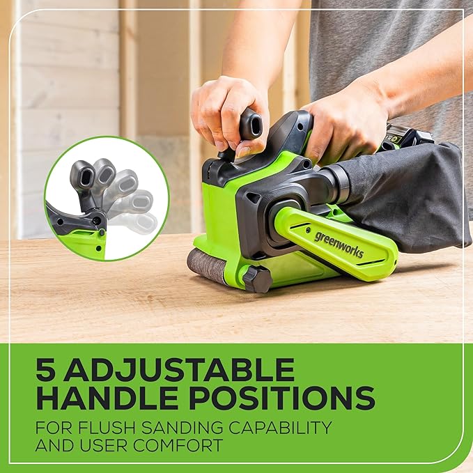 Greenworks 24V Brushless Cordless 3in. x 18in. Belt Sander Kit with Dust Bag and 60 Grit Sandpaper, Tool Only