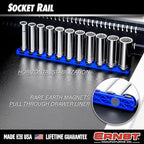 Ernst Manufacturing 8-Inch Magnetic Socket Organizer with 9 3/8-Inch Twist Lock Clips, Red (8411M-Red-3/8)