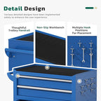 Greenvelly Tool Chest, 8-Drawer Rolling Tool Chest with Hooks and Lockable Wheels,Metal Storage Detachable Top Tool Box with Lockable Wheels for Garage,Workshop,Art Studio(Blue)