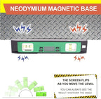 BETHEL Digital Torpedo Level -10 Inch IP54 Digital Magnetized Level Protected Electronic Bubble Inclinometer/Angle Finder/LED Display & V-Groove Base (10 Inch, Green)