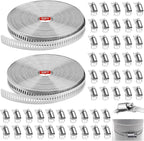 Hose Clamps 100FT Strap+50 Fasteners,DIY Cut-To-Fit 304 Stainless Steel Adjustable Large Worm Gear Band Clamp Assortment Kit,Metal Screw Fasteners and Strapping for Pipe,Duct,Pole,Tube