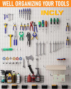 INCLY 238PCS Pegboard Accessories Organizer Kit, Peg Board Hooks Assortment with Peg Bins, Baskets, Paper Towel Holder for 1/8 and 1/4 inch Pegboard Hanging Tools, Garage Wall Storage Attachments