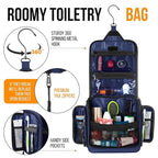 Travel Toiletry Bag for Men and Women - Large Hanging Toiletry Organizer - Waterproof Hygiene Bag with Metal XXL Swivel Hook, with Sturdy Zippers and 19 Compartments for Toiletries, Makeup, Cosmetics