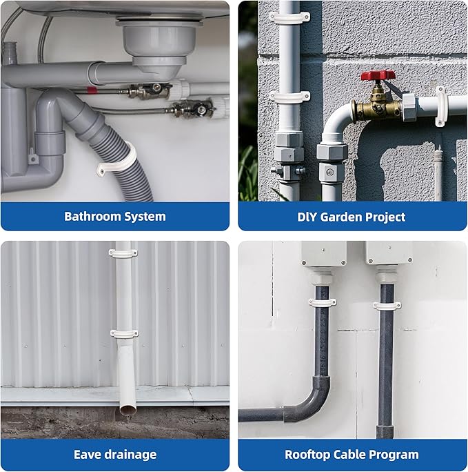 20 Set PVC conduit pipe strap clamps Φ20 MM - SCH 1/2 IN,Two Hole plastic pipe clips