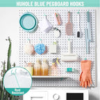 HUHOLE Pegboard Hooks 6 Inch 50PC, Blue Peg Board Hooks, Fit 1/4" or 1/8" Pegboard, Ideal Peg Board Organizer Accessories for Garage Tool Organization, Wall Storage (Blue, 6 Inch)
