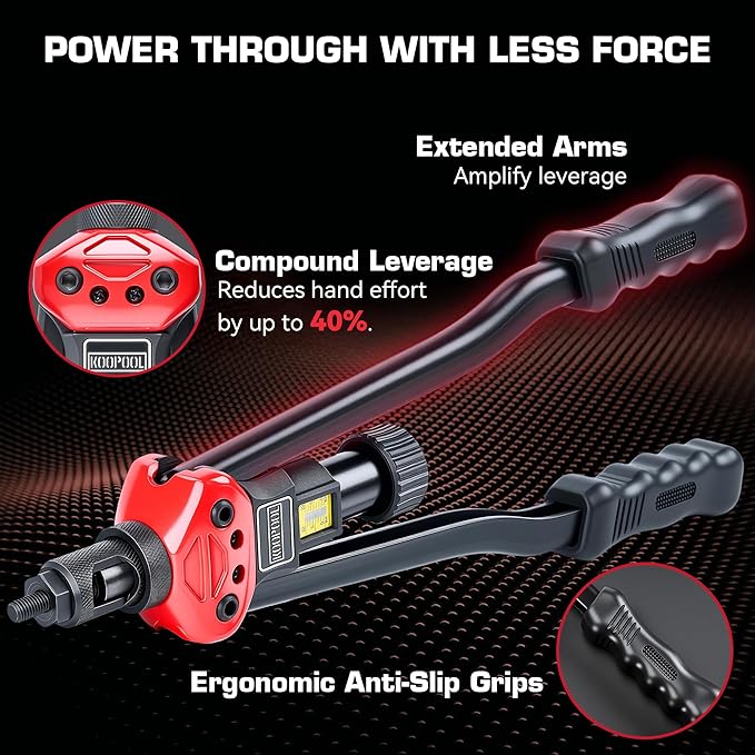 16" Rivet Nut Tool Kit with 15 Metric & SAE Mandrels and 170pcs Rivet Nuts,Visible Stroke, Quick-Change Rivet Nut Tool with Carrying Case (16" Rivet Nut Tool Kit)