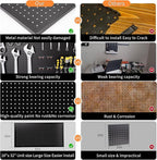 Peg Board, Metal Pegboard Wall Organizer Control, Black Pegboard for Walls Peg Board Tool Organization, Steel Pegboard Tool Board for Garage Wall Mount 2 Pcs 32x16 Inch, Metal Pegboard Panels