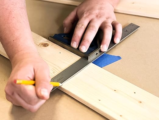 PEC Tools 4 Piece Combination Square Set- 4R 12” Machinist Blade, Cast Steel Head, Center Head, Combination Square Ruler with Level and Scribe Tool, Reversible Locking Bolt, Made in USA