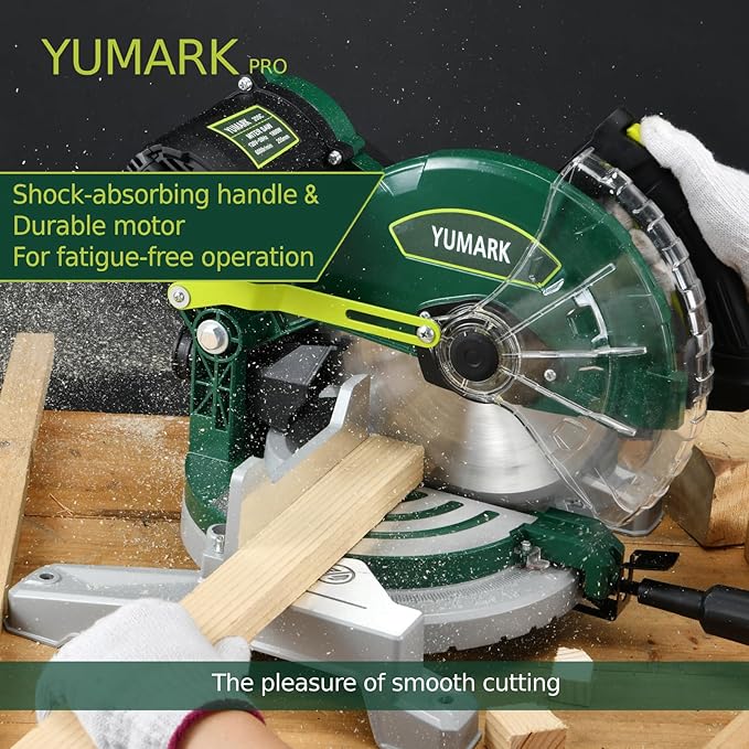 Miter Saw 10-inch Compound Miter Saw 6000RPM Corded Power Wood Circular Saw with Precision Miter Angles, Lightweight Design, 45° Adjustable Table