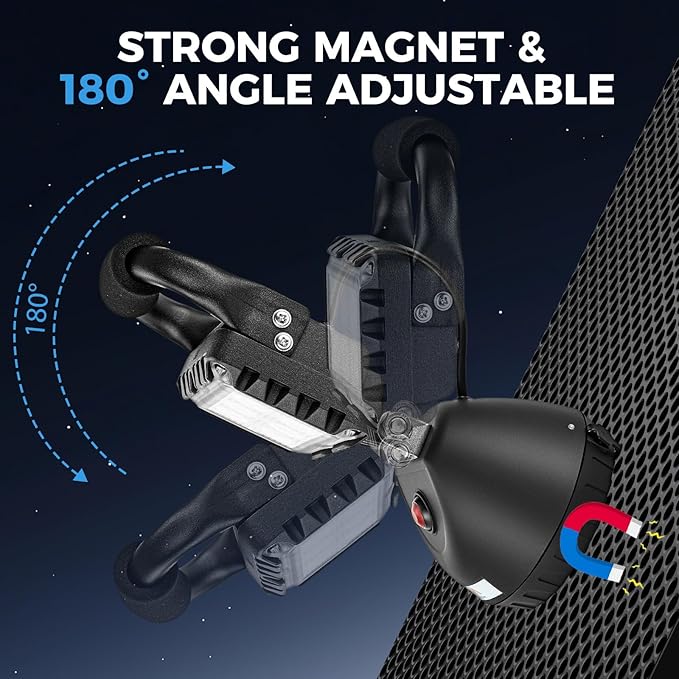 SMA LED 18W Work Light 2400LM Aluminum Alloy Strong Magnetic Waterproof Dustproof Portable Handle Floodlight Suitable for Repair Workshop Garage Construction Site (Blue)