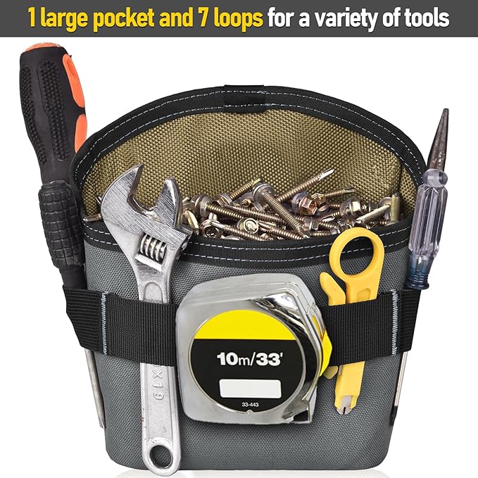 Tool Pouch Nails Screws Bag with Belt Clip (XL, Gray)
