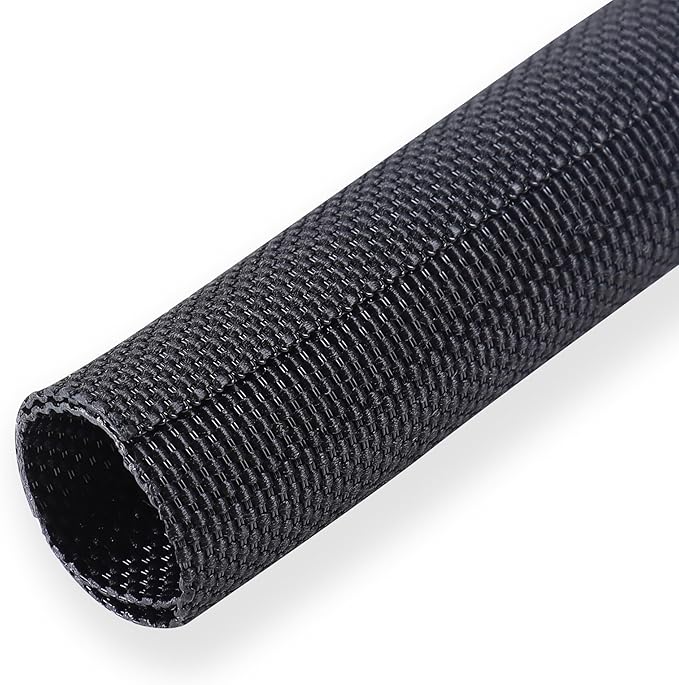 Black Braided Cable Management Sleeves Wire Loom Tubing Cord Protector Self-Wrapping (1/2"-30Feet)
