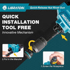 LIBRATON Rivet Nut Tool, 16" Rivnut Tool Kit, Hand Rivet Nut Tool kit with 11PCS Metric & SAE Interchangeable Mandrels, 110PCS Rivet Nuts, Carrying Case, Auto Release Nut Design
