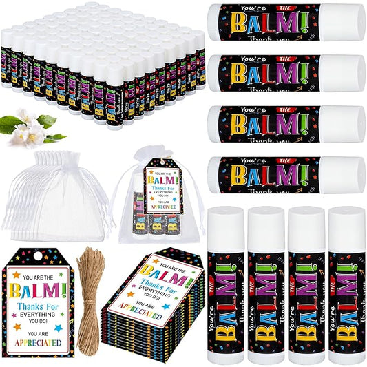 100 Pack Employee Appreciation Gifts Bulk Lip Balms Favors Bulk Small Thank You Gifts Team Appreciation Inspirational Gifts for Women Men Coworkers Staff Teachers Nurses-VeraVaultWomen
