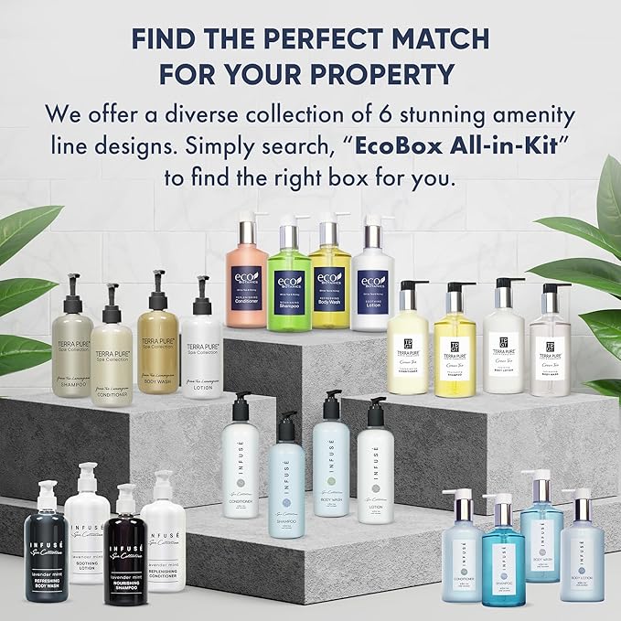 1-Shoppe Eco Botanics 10 Piece Ecobox All-In-Kit | White Tea and Honey Soap | 3 Shampoo, 2 Conditioner, 3 Body Wash & 2 Lotion | 10.14oz Hotel Soaps and Toiletries Bulk | Personal Care Products-VeraVaultWomen