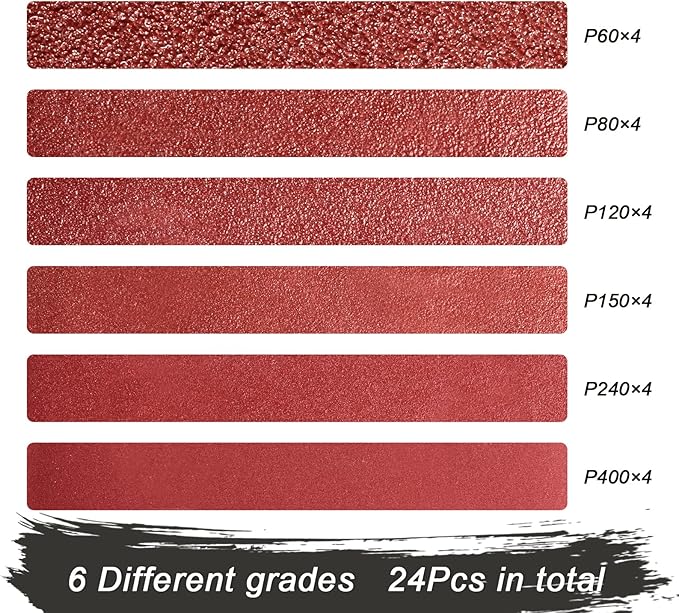 S SATC Sanding Belts 1×30-Inch Sanding belt Belt Sander Belt Sander Paper, (4 Each of 60, 80, 120,150,240,400 Grits) Aluminum Oxide 24PCS