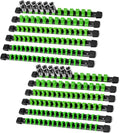 Socket Organizer Drive ABS Tools - Green Socket Holder, Premium Quality 12 Pieces Socket Holders Kit 1/4-Inch x 64 Clips, 3/8-Inch x 60 Clips, 1/2-Inch x 48 Clips（12PC,Green