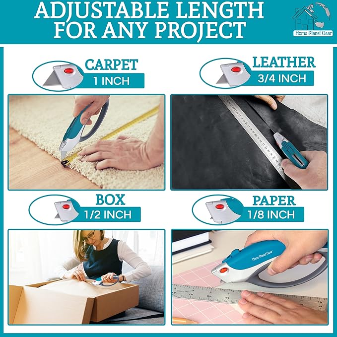 Box Cutter Retractable Utility Knife - Heavy Duty Box Cutter Knife Cardboard Cutter - Box Opener Razor Blades Utility Knife - Box Knife Carpet Cutter with 5 Sharp Blades