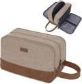 WANDF Travel Toiletry Bag for Men Large Toiletries Shaving Bag Water Resistant Hanging Dopp Kit Travel Accessories Bag for Women Men (Light Khaki)
