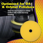 Wizards 11204 Yellow Foam Cut Buffing Pad – Polishing Pad for Orbital Buffer – Auto Paint Correction – Vehicle Detailing DA Attachment – Compound Tool for Car Scratches and Repairs - 8.5 x 1.25 Inch