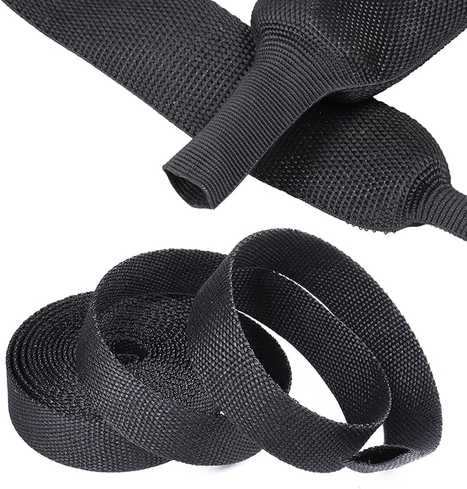 2 in 1 Heat Shrink Braided Sleeving Fabric Tubing-Perfectly fit Irregular Shape Hose/Cable/Wire (1"(25mm), 14FT)