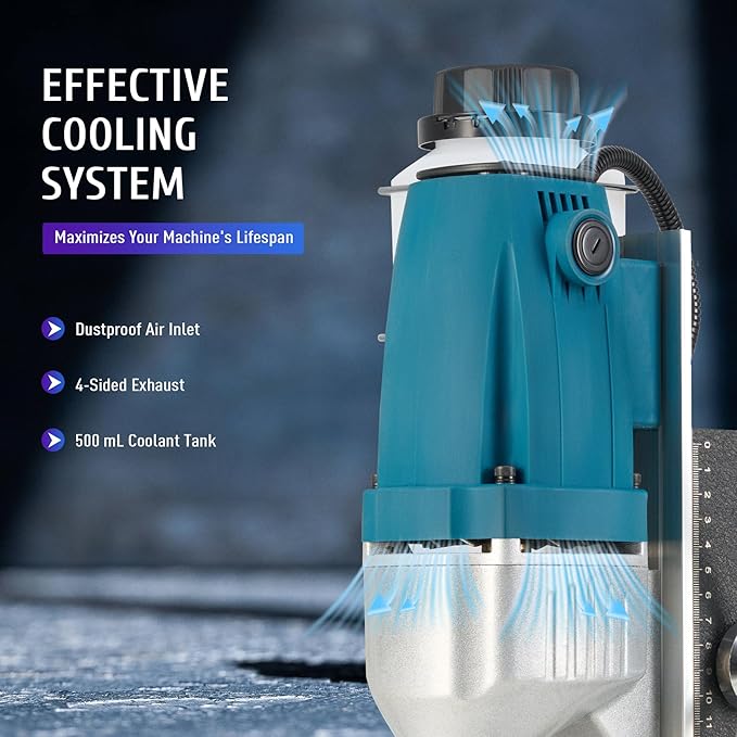 ZELCAN 1100W Mag Drill Press, Portable Magnetic Drill Press with 1.6" Boring Diameter, Heavy Duty Magnetic Drill with 11 Drill Bits, 2700 lbf 550 rpm Electric Drilling Machine with All-Copper Motor