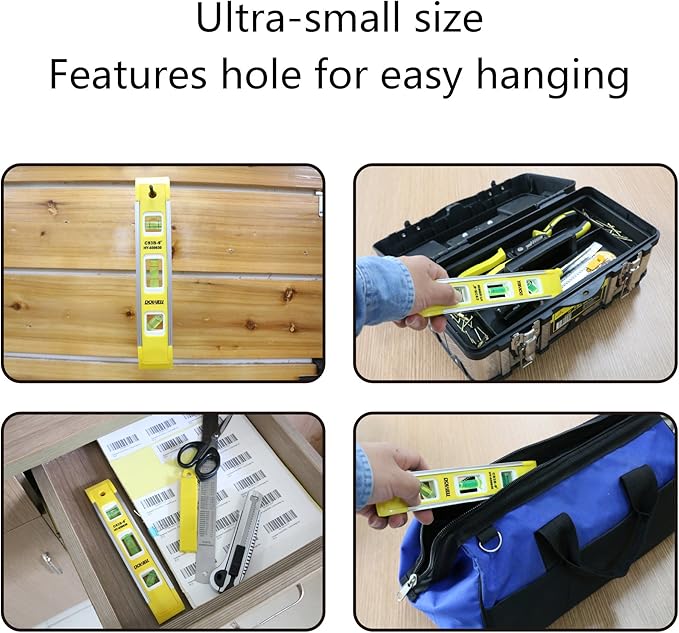 DOWELL 9 Inch Magnetic Box Level Torpedo Level,3 Different Bubbles/45°/90°/180°Measuring Shock Resistant Torpedo Level