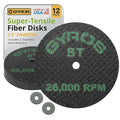 GYROS Cut-Off Wheels for Rotary Tools – 2.5” Super-Tensile Fiberglass Reinforced, 12-Pack | Cuts Stainless Steel, Titanium, Nickel, Carbon & Chrome Alloys | Made in USA 11-42502/12
