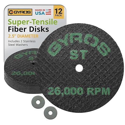 GYROS Cut-Off Wheels for Rotary Tools – 2.5” Super-Tensile Fiberglass Reinforced, 12-Pack | Cuts Stainless Steel, Titanium, Nickel, Carbon & Chrome Alloys | Made in USA 11-42502/12