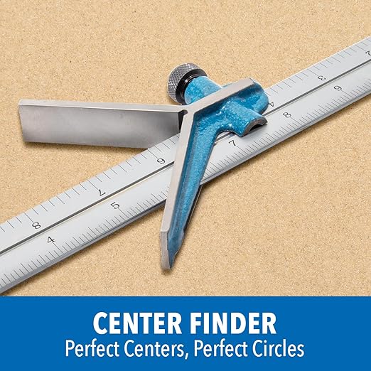 4-Piece Combination Square Set - 4R 18” Metal Ruler, Protractor, Center Finder, Combo Square with Level and Scriber Tool - for Metal Working and Fabrication, Carpentry, Woodworking and More PEC Tools