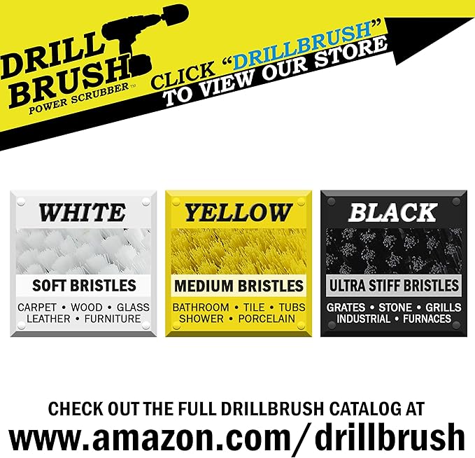Carpet Cleaner Scrub Brush for Polisher - 7 Inch Soft White Drillbrush with 5/8 x 11 Threaded Hub for Rotary Polisher Machine - Large Car Buffer Brush - Large Carpet Scrubber - Drill Adapter Included