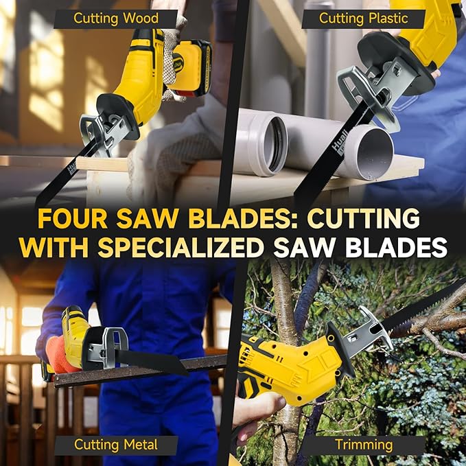 Cordless Reciprocating Saw for DeWalt 20V Battery, Sawzall Tool-Free Blade Change with 4 Saw Blade,0-3000 SPM Variable Speed for Wood/Metal/PVC Cutting, Tool Only, No Battery