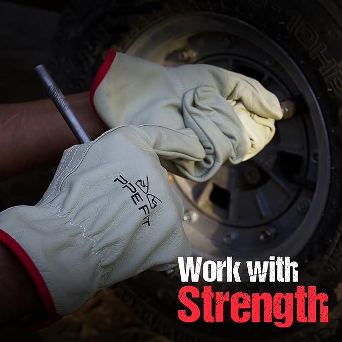 12 Pairs Leather Work Gloves, Durable Hand Protection for All Environments, Perfect for Industrial & Residential Use