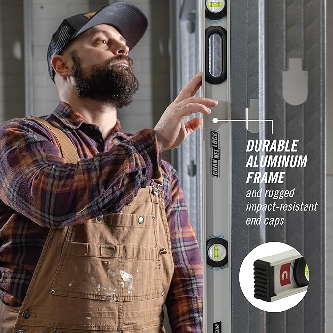 CHANNELLOCK 48-Inch, Professional-Grade Magnetic Aluminum I-Beam Level with 3 Vials, 5100-0048M