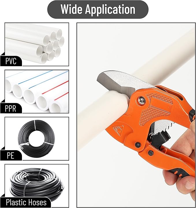 Bates- PVC Pipe Cutter, Cuts up to 1-1/4" Inch, Mini Tube Cutter 1/8" to 7/8", Ratcheting PVC Pipe Cutter Tool, Pipe Cutters PVC Pipe Shears, Plastic Pipe Cutter, PVC Cutter Tool, PVC Ratchet Cutter